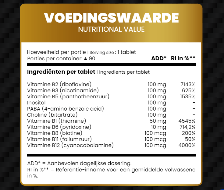 Vitamin B100 Complex - 90 Tablets - Moss Fundamentals